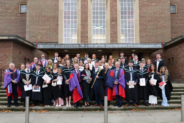 Graduates of the Level 4 Certificate in Youth Leadership and Community Action (30 CATS) and the Academic Procession including Paris 2024 Olympic Athlete, Rachel McCann